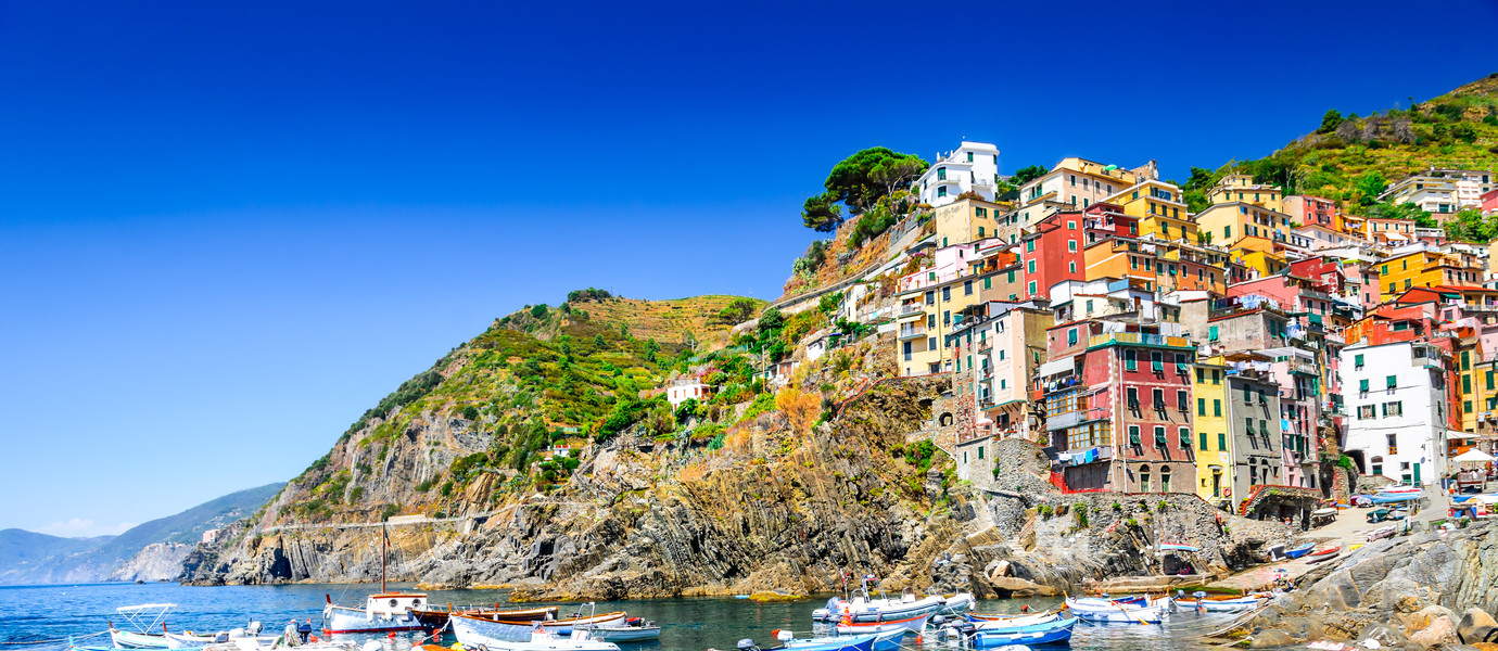 Cinque Terre. Riomaggiore village in a small valley in the Liguria region of Italy.
