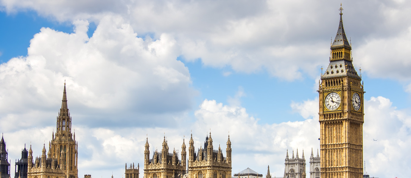 view of London with the Big Ben, the clock tower, and Westminster
